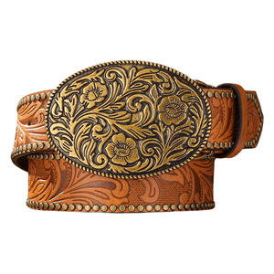 Cowboybälte antikguld spänne Brun / 120cm