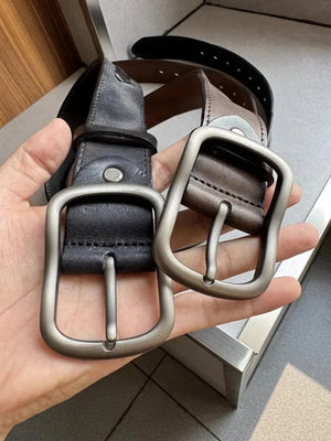 Cowboybälte i Handgjort Flätat Läder med Klassisk Spänne