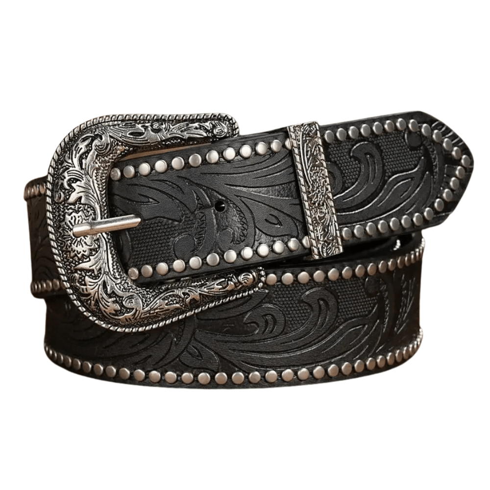 Cowboybälte med Antiksilver Spänne Svart / 120cm