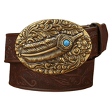 Cowboybälte med fjädermotiv Mörkbrun / 120cm