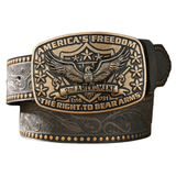 Cowboybälte med örnmotiv "America’s Freedom" Grå guld / 120cm