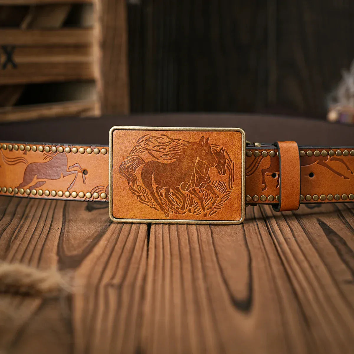 Cowboybälte med rektangulär spänne