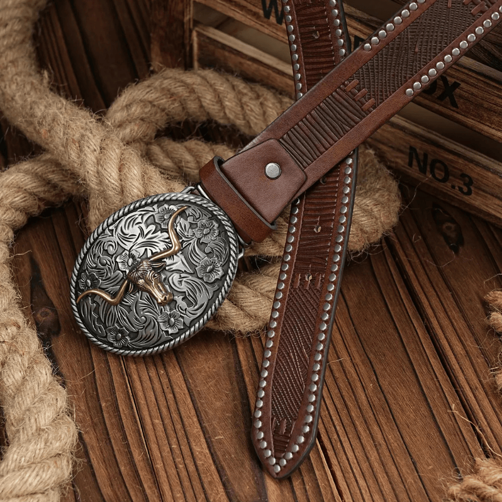 Cowboybälte ovalt longhornspänne