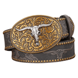 Cowboybälte silver tjurhuvud Grå / 120cm