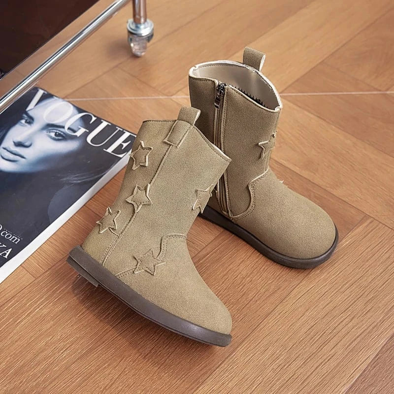 Cowboyboots barn med äkta läder och stjärndetaljer