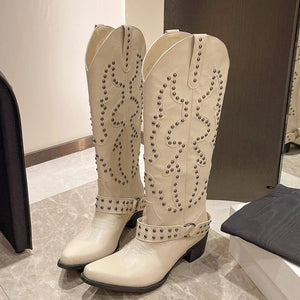 Cowboyboots med Broderade Nitar