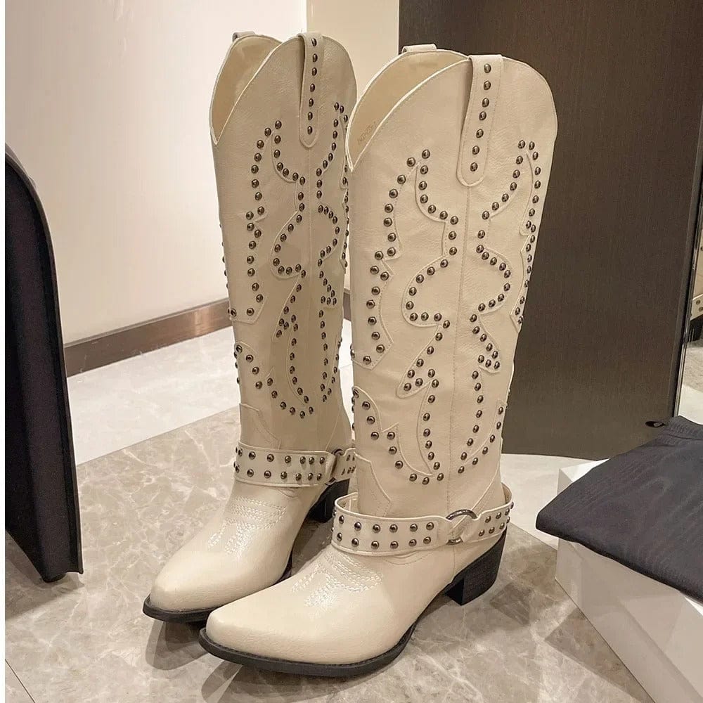 Cowboyboots med Broderade Nitar