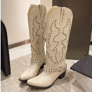 Cowboyboots med Broderade Nitar