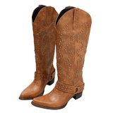 Cowboyboots med Broderade Nitar Brun / 35