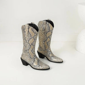 Cowboyboots med Ormskinnsmönster för Dam