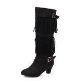 Cowboyboots med tofsar och spänndetaljer i mockalook Svart / 36