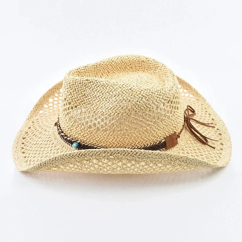 Cowboyhatt dam strå Beige / One Size