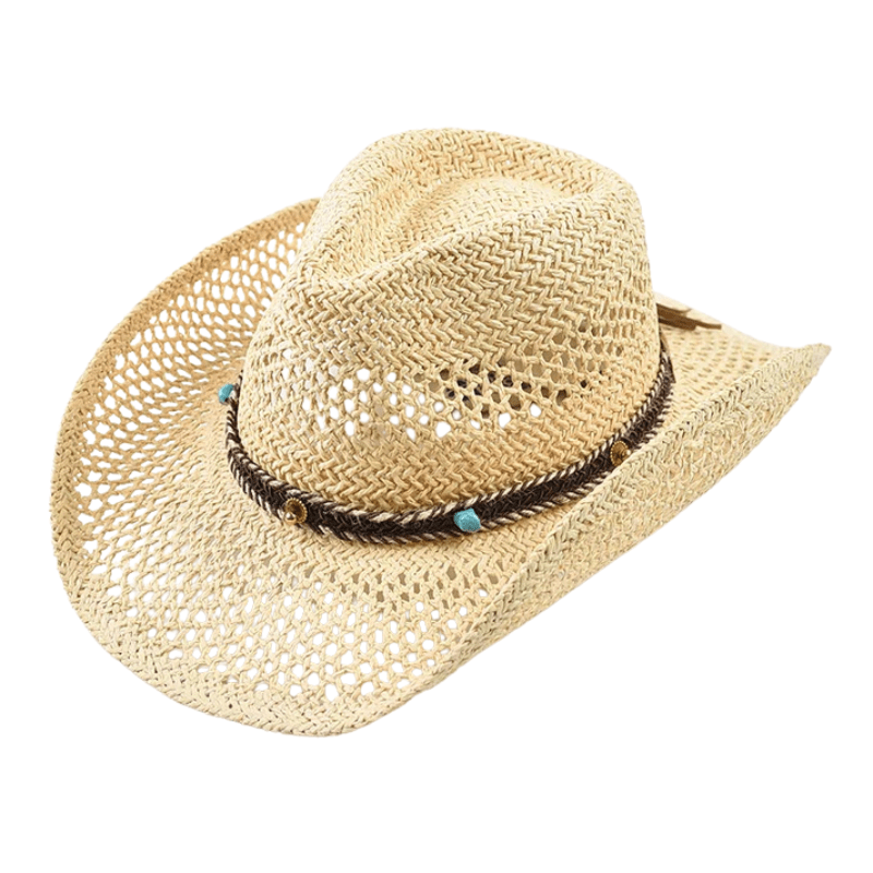 Cowboyhatt dam strå Beige / One Size
