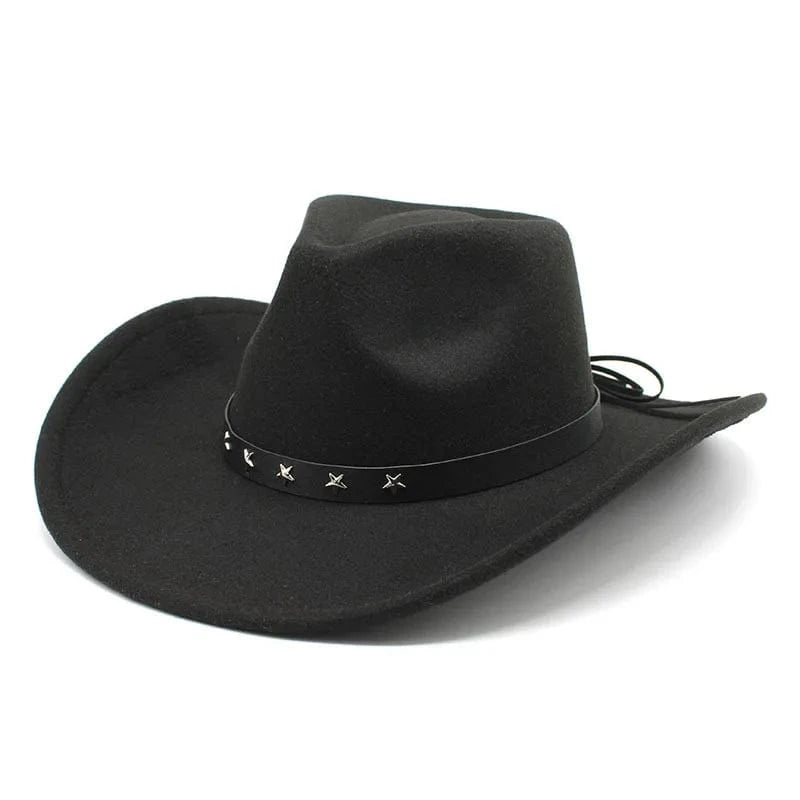 Cowboyhatt i filt med stjärnband Svart / 57-58cm