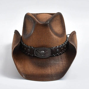 Cowboyhatt i Handvävd Strå Mörkbrun / 56-58cm