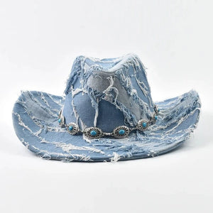 Cowboyhatt i jeans Himmelblå / Kan justeras
