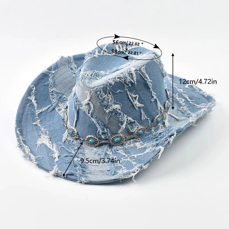 Cowboyhatt i jeans Himmelblå / Kan justeras