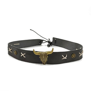 Cowboyhattband vintage tjurhuvud Svart / 1 stycke