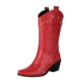 Cowgirl Boots med Nitdetaljer Röd / 35
