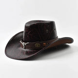 Elegant Cowboyhatt i Konstläder Rödsvart / One Size
