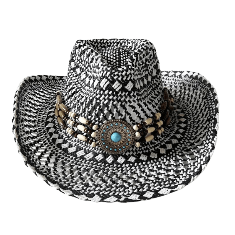 Etnisk Halmcowboyhatt Modell 4 / 56-58cm
