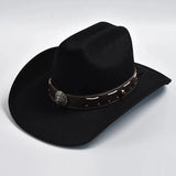 Filthatt Cowboy med Läderbälte Svart / One Size