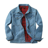 Fodrad denim jacka herr Ljusblå / XL
