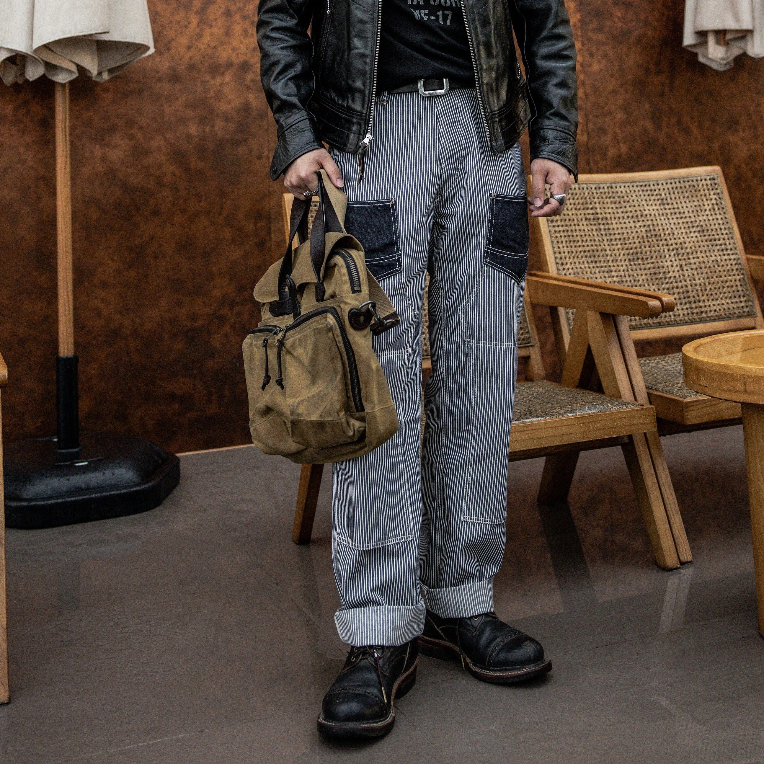 Hickoryrandiga jeans herr