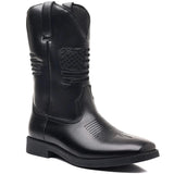 Cowboy Boots Herr i Skinnimitation med Fyrkantig Tå Svart / 39.5