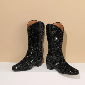 Höga Cowboyboots med Paljetter för Dam