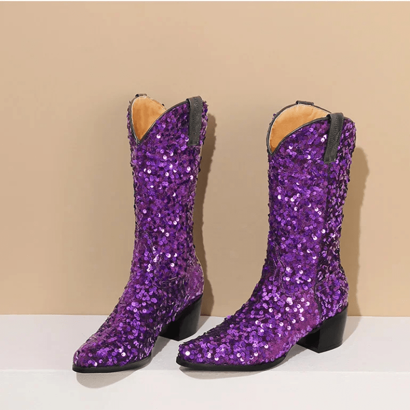Höga Cowboyboots med Paljetter för Dam