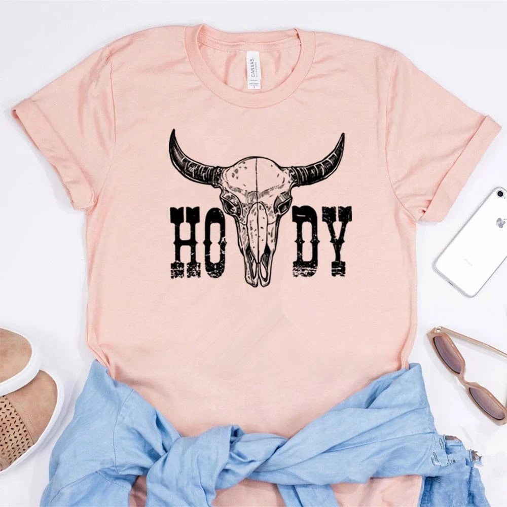 "Howdy" Western T-shirt Rosa / S