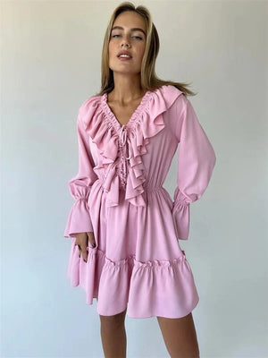 Klänning volang Rosa / S