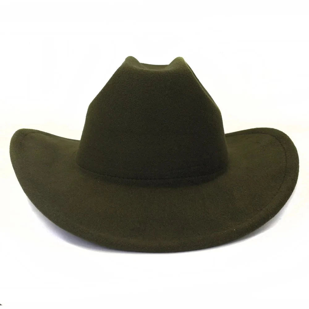 Klassisk cowboyhatt filt Armégrön / 56-58cm