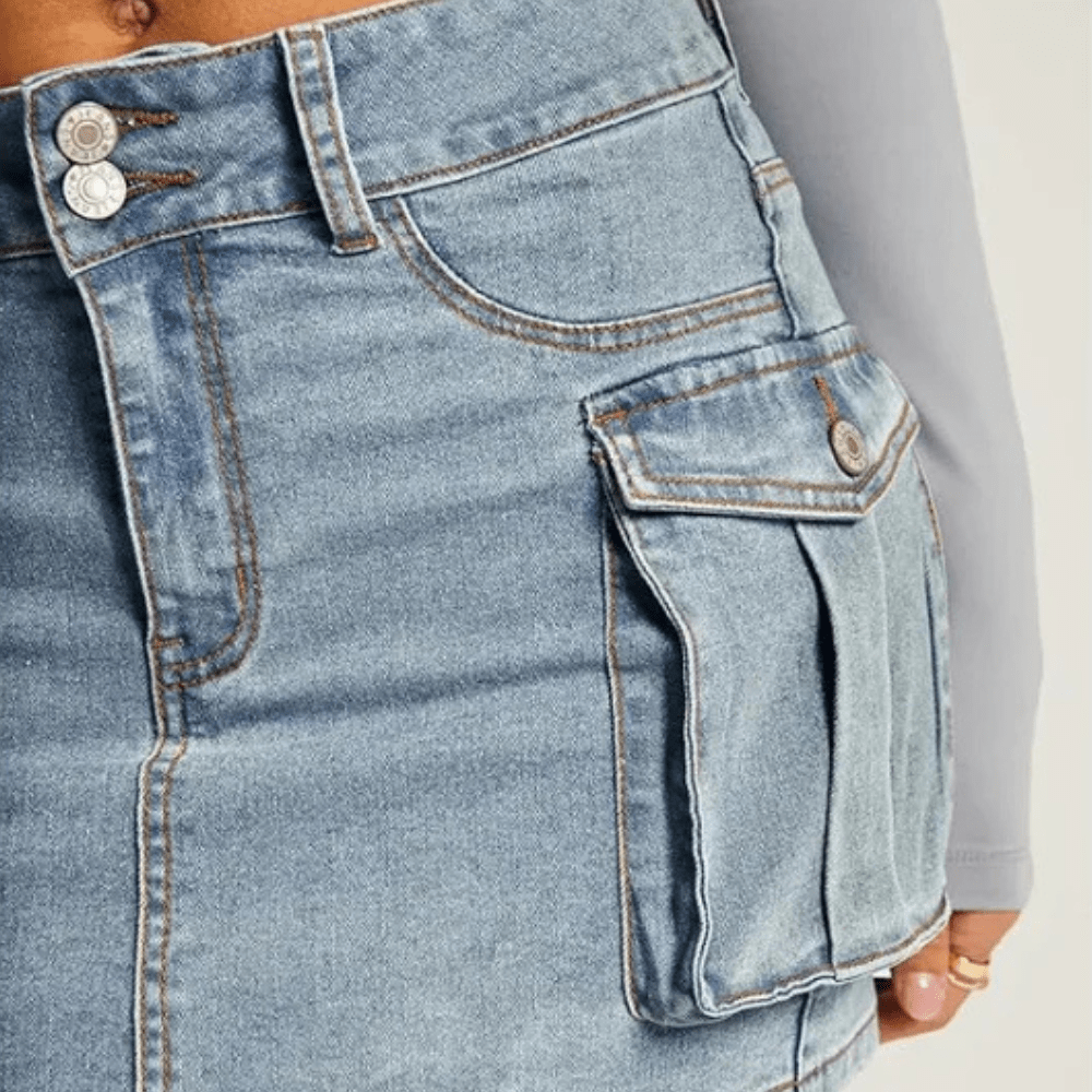 Kort Cargokjol i Jeans