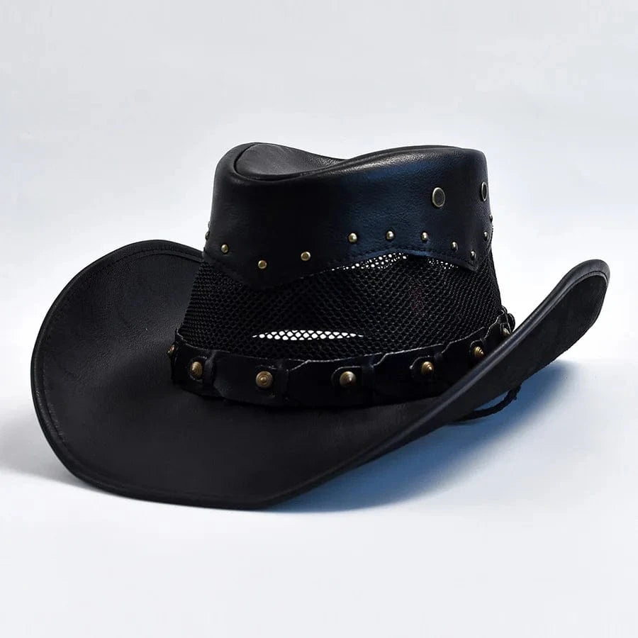 Läder Cowboyhatt Svart / 58