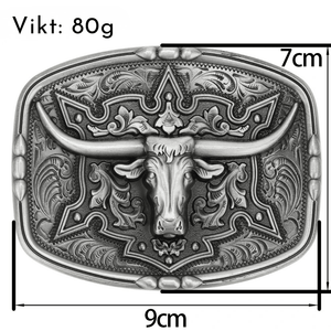 Läderbälte western longhornspänne