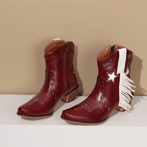 Låga Cowboyboots med Fransar och Stjärnor