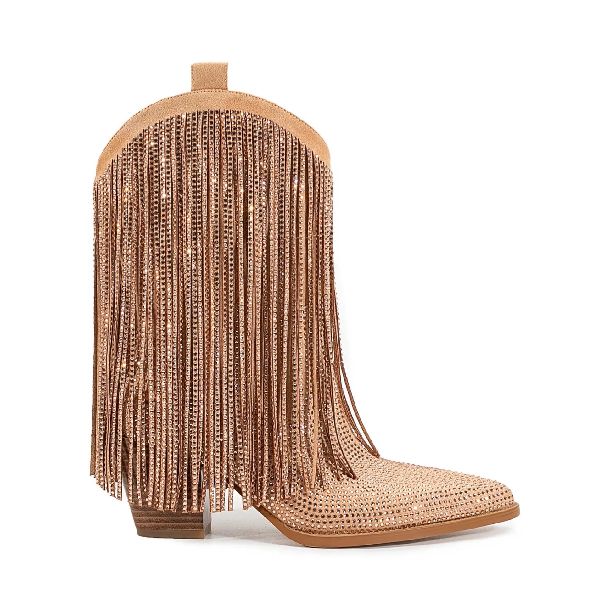 Låga Cowboyboots med Strassfransar för Dam