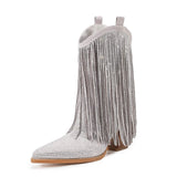 Låga Cowboyboots med Strassfransar för Dam Silver / 37