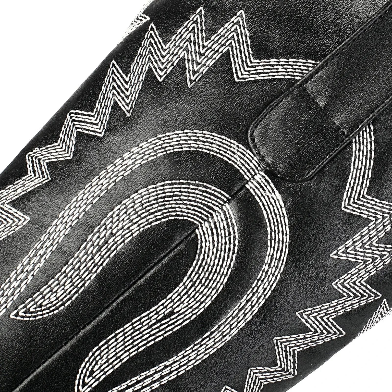 Metalliska Cowgirl Boots med Kontrastbrodyr
