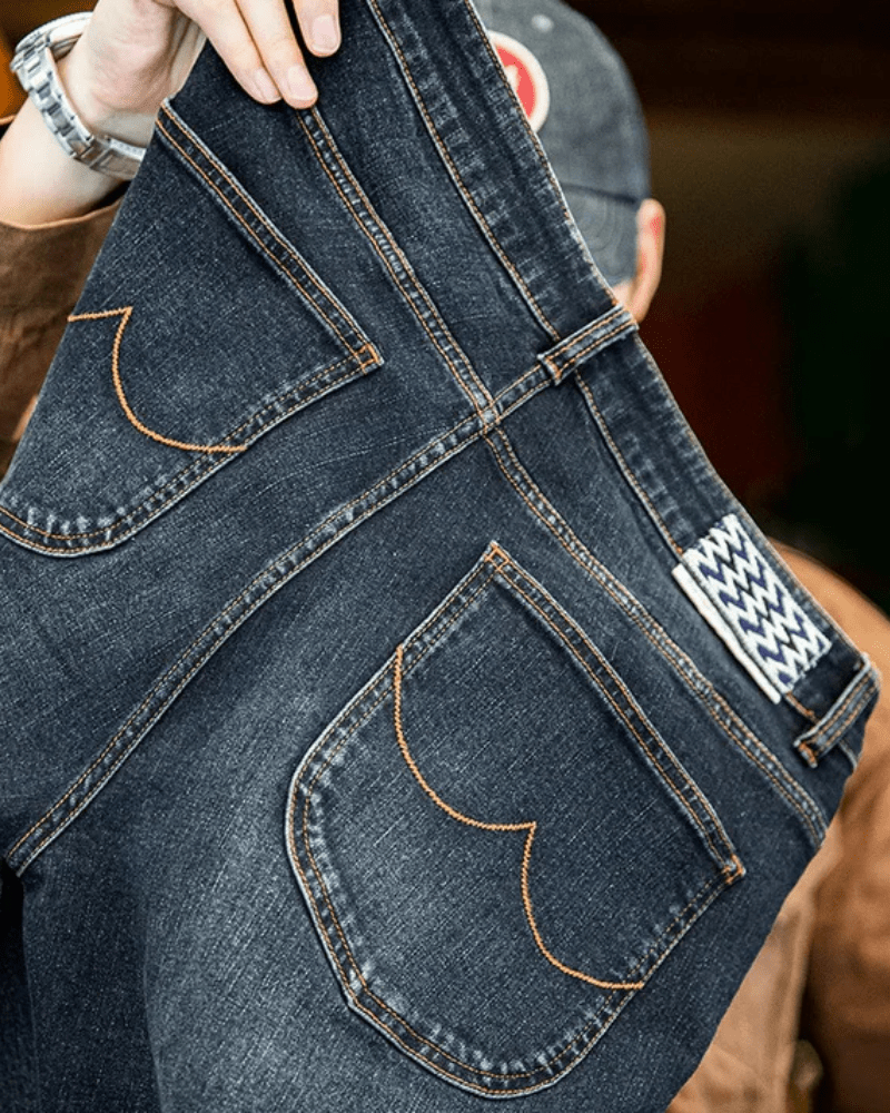 Mörkblå raka jeans i vintage-stil för herr