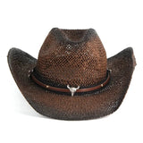 Mörkbrun stråcowboyhatt Mörkbrun / 57-58cm