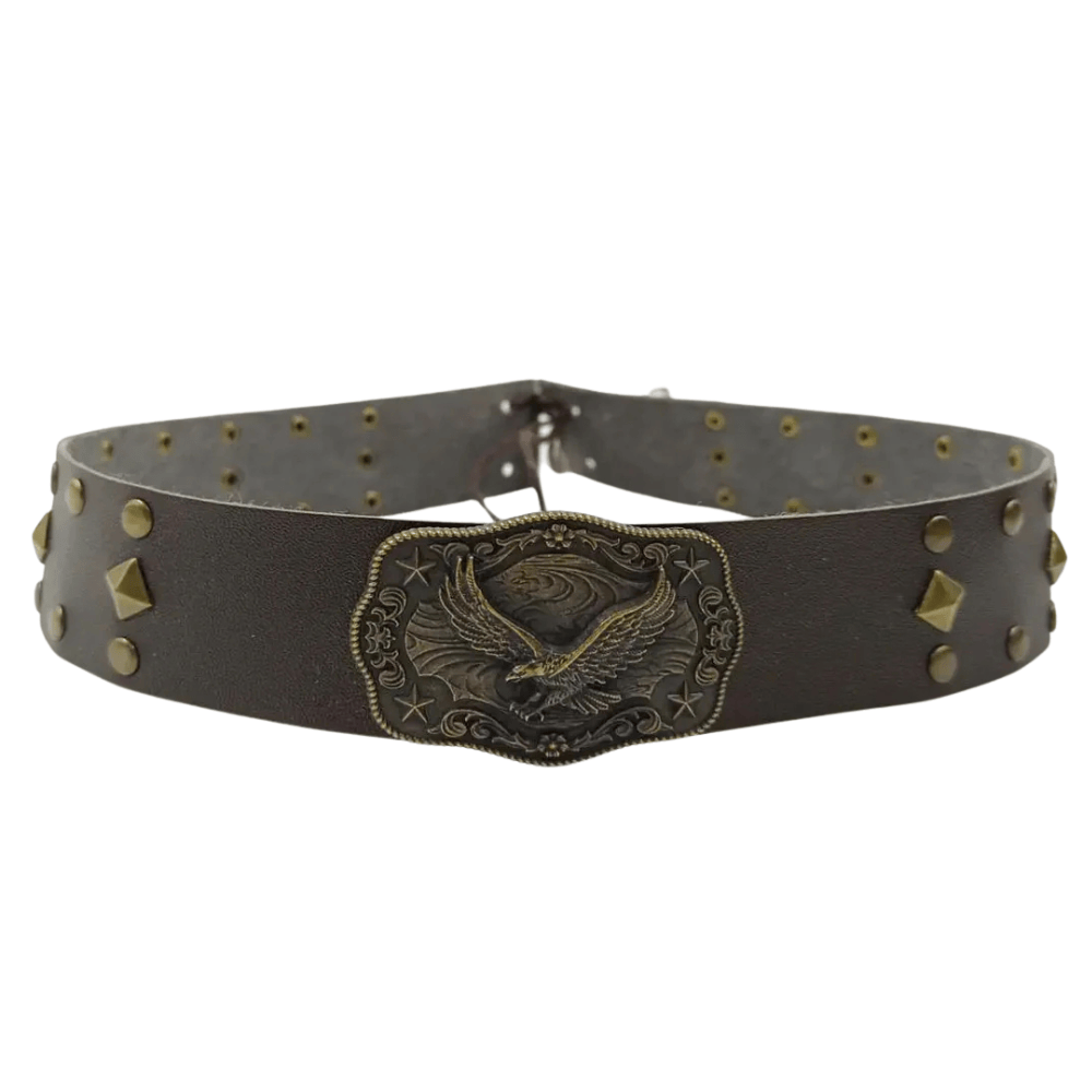 Mörkbrun westernhattband med örn Mörkbrun / 56-58cm