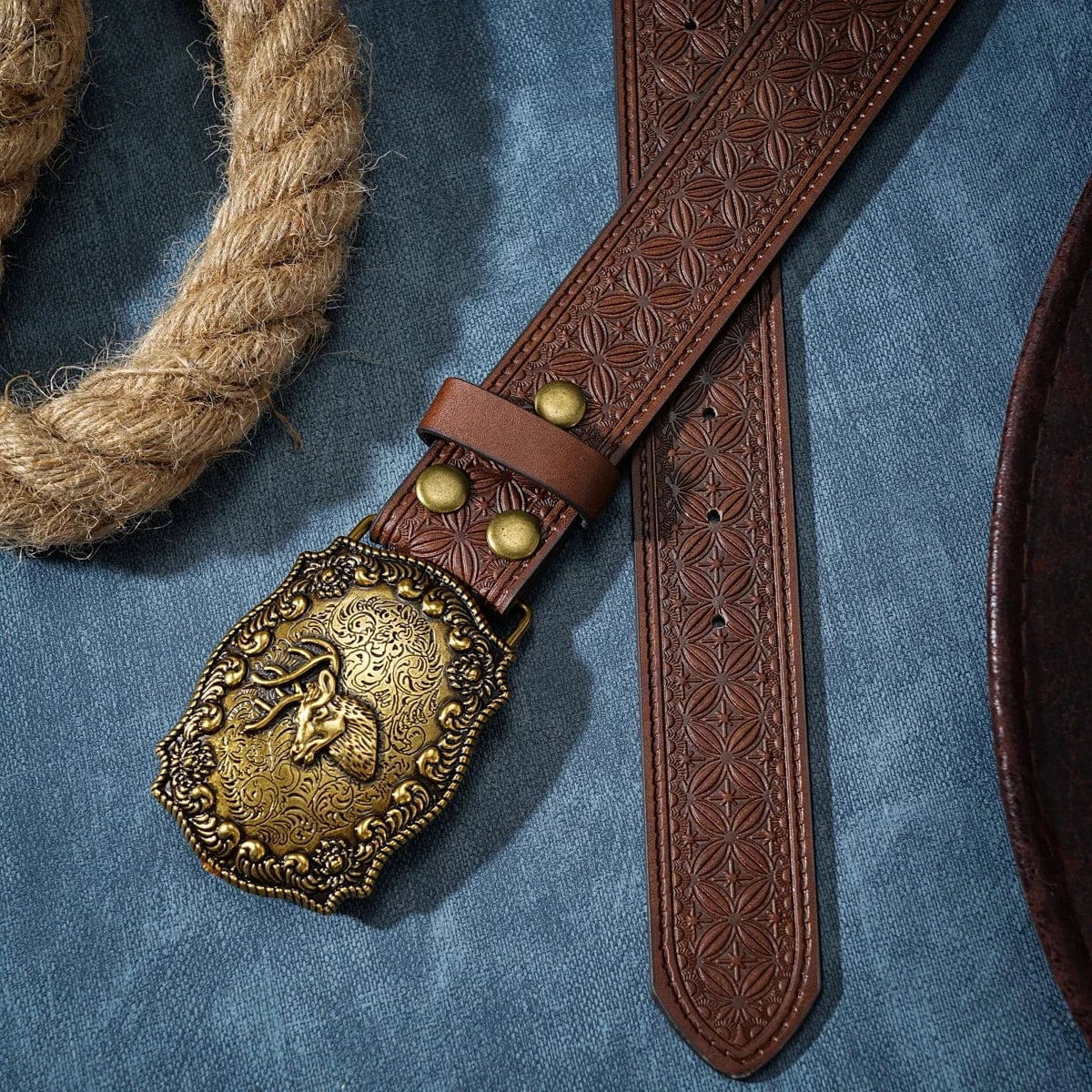 Mörkbrunt cowboybälte