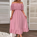 Off shoulder klänning sommar Rosa / S