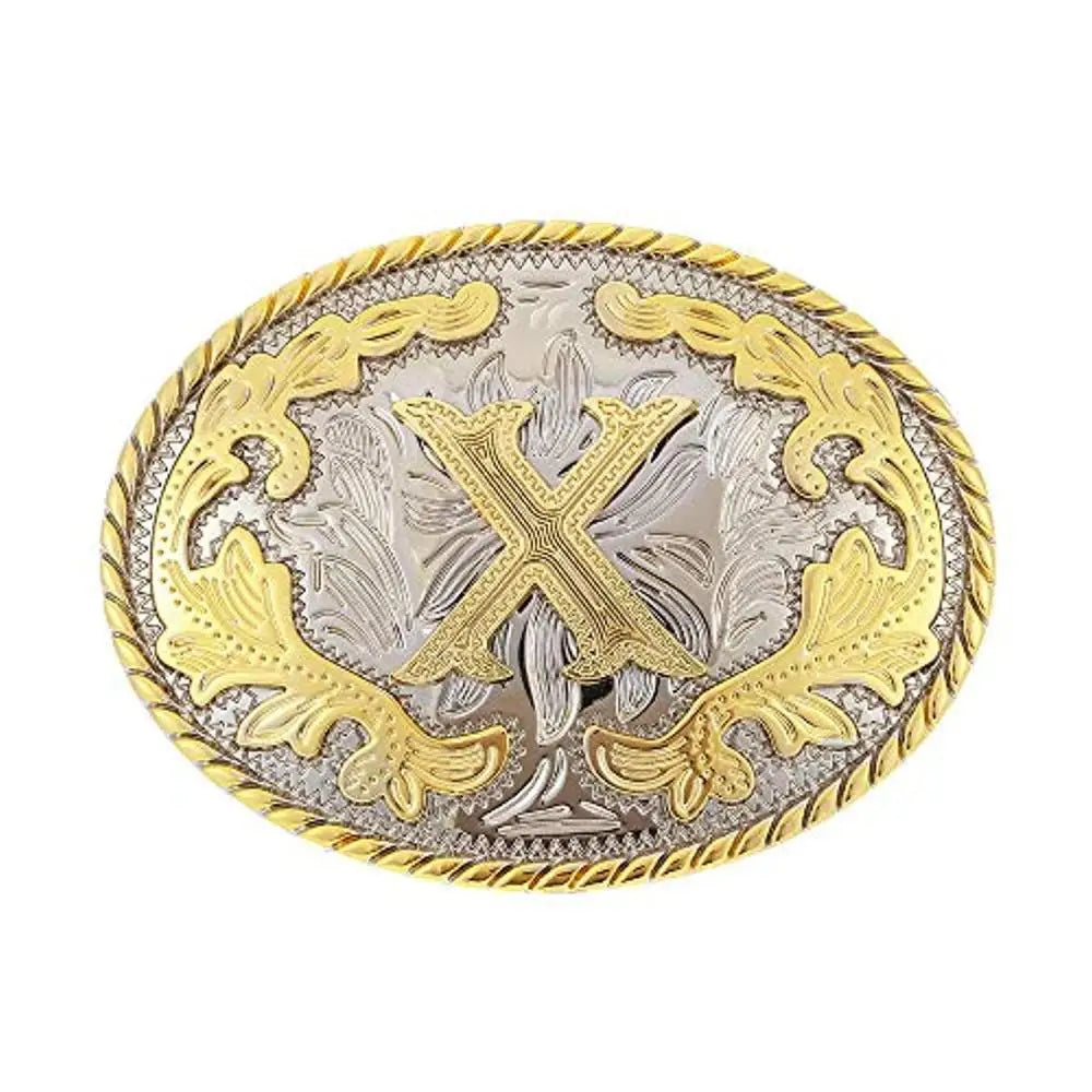 Ovalt westernbältesspänne med initial X