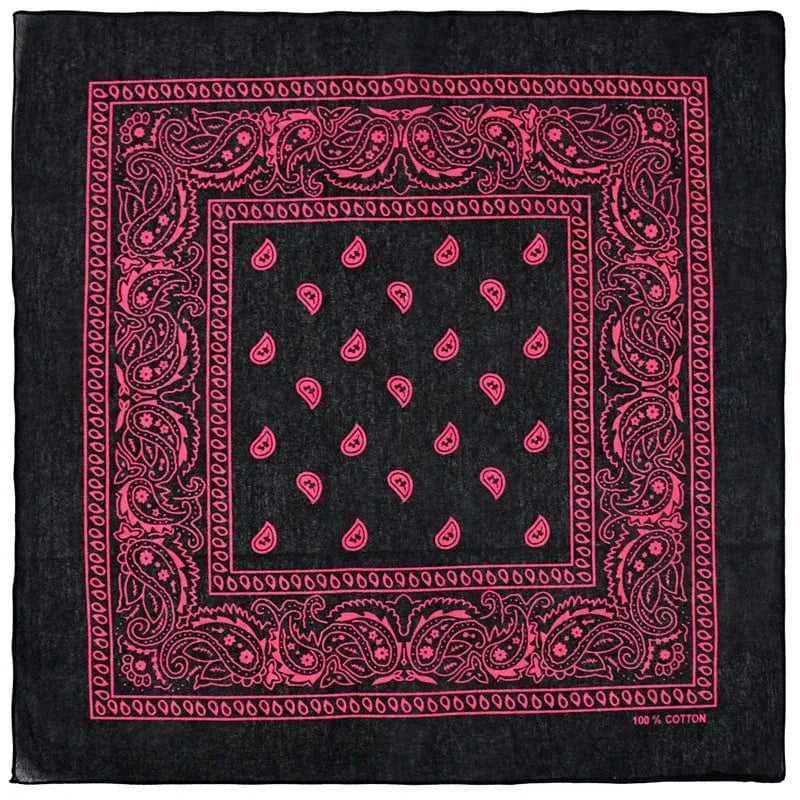 Paisley Svart Bandana Rosa röd / 54cm-54cm