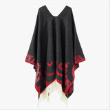 Poncho jacka dam Svart röd / One Size