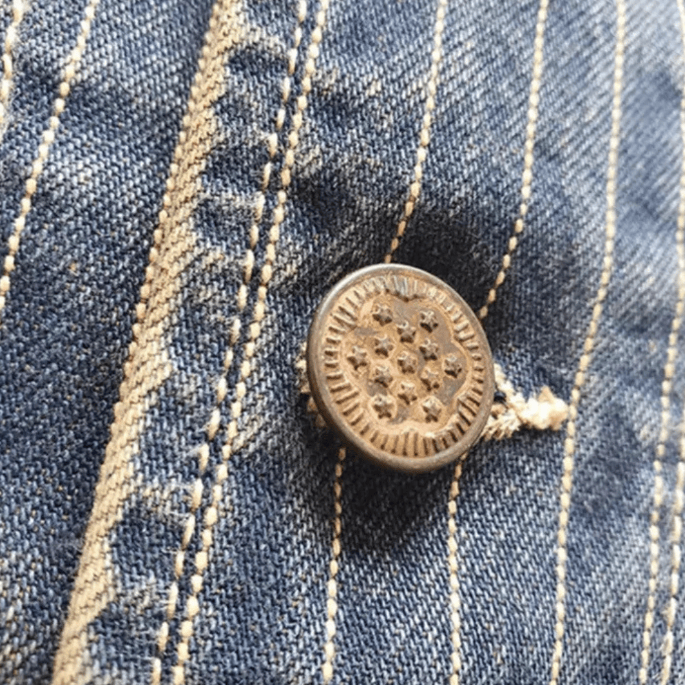 Randig denimväst
